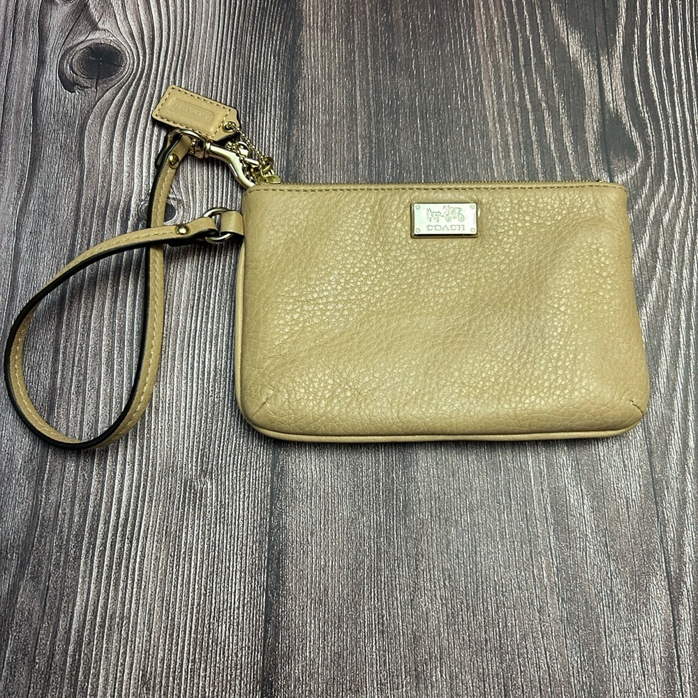 Coach Beige Leather Wristlet